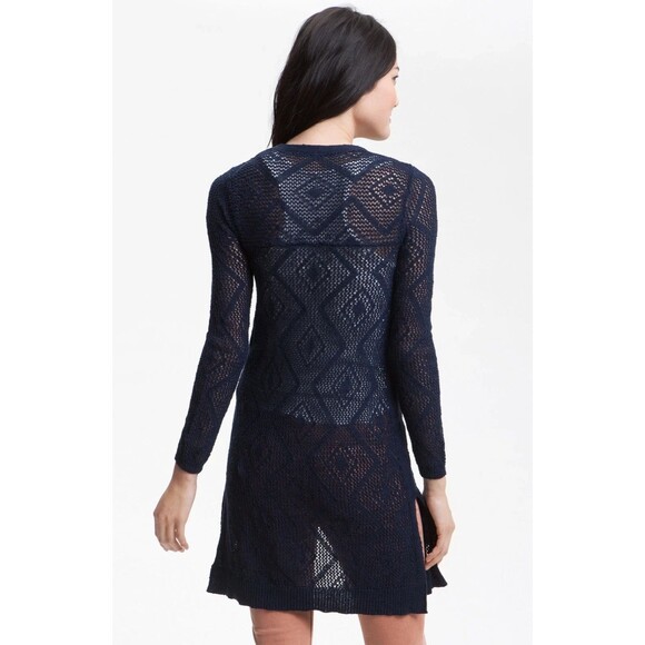 Free People Cutie Booty Crochet Cardigan Sweater M Blue Boho Y2K Elena Gilbert - Picture 2 of 12